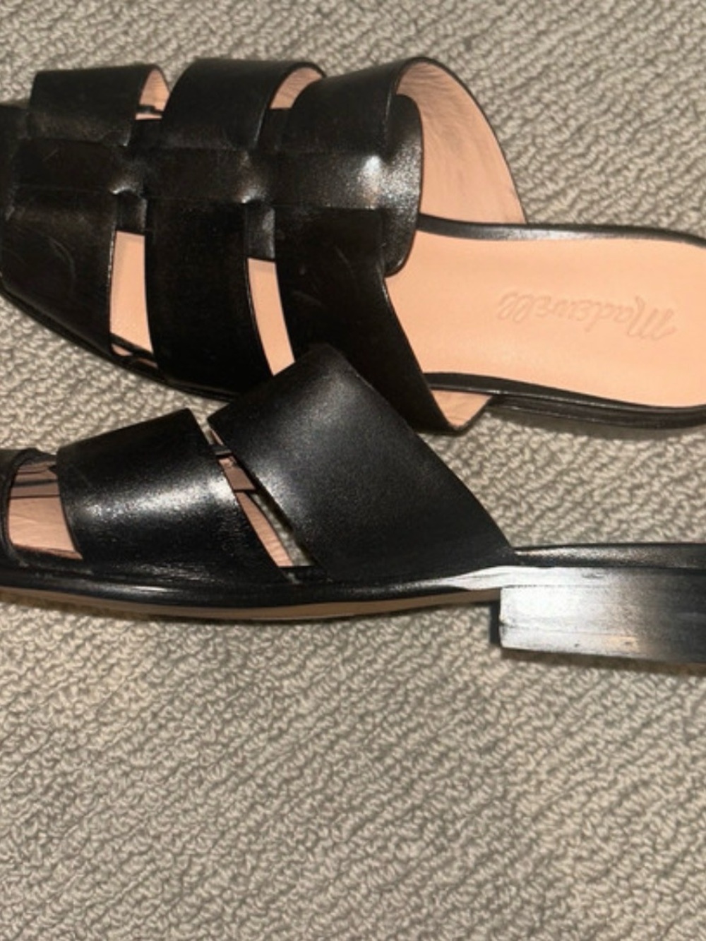 8 Madewell Black Woven Leather Slide Mules